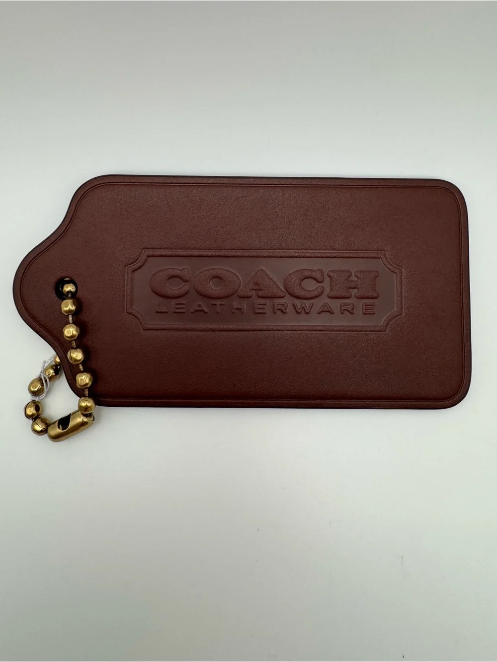 Coach XL Hangtag Bag Charm CBR57 Dark Brown Brass Leather NWT - Picture 2 of 16
